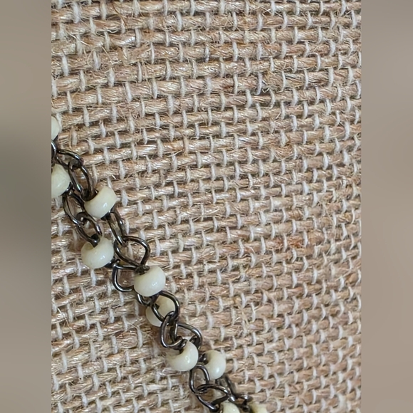 Vintage Double Chain Beaded Necklace With Sterling Silver And Stone Pendant - Picture 7 of 9